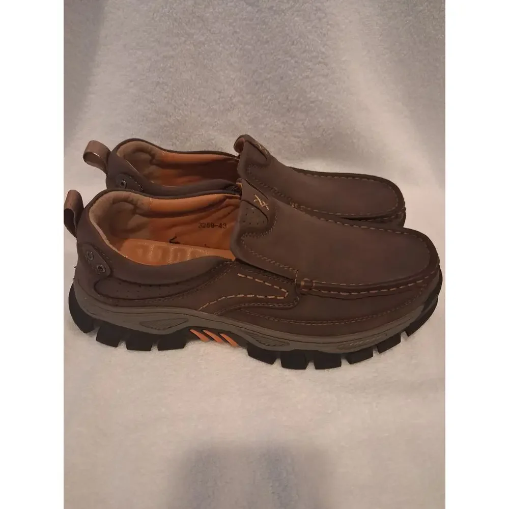 Shoes Slip Loafers On Brown Leather Slip Safety Shoes Composite Toe Sz 9.5 EE